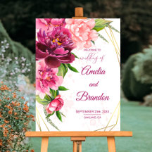 Pink Peonies Rustikale Hochzeit Begrüßungszeichen