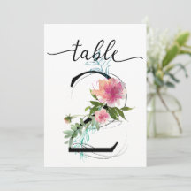 Pink Peonies Tabelle zwei Tischnummern