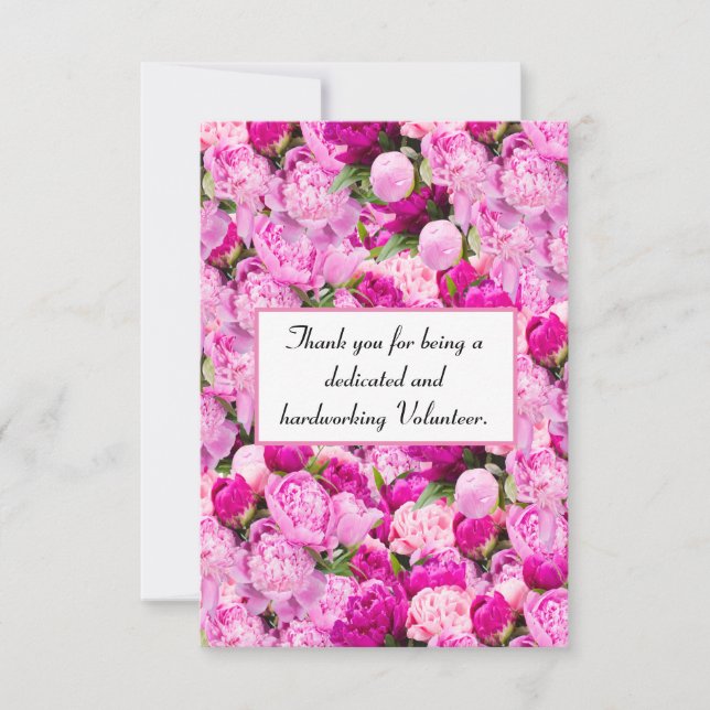Pink Peonies Vielen Dank, Frau Volunteer Dankeskarte (Vorderseite)