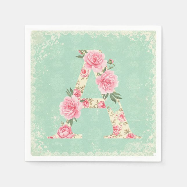 Pink Peonies von Natasha Us Serviette (Vorderseite)