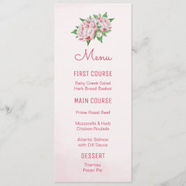 Pink Peonies Wasserfarbene Blume Menus Menükarte