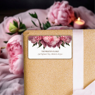 Pink Peonies Watercolor Baby Dusche Rücksendeadres Adressaufkleber