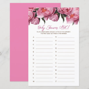 Pink Peonies Watercolor Baby Showspiel ABC