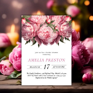 Pink Peonies Watercolor Brautparty Einladung