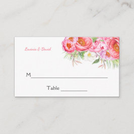 Pink Peonies Watercolor Florals Platzkarten