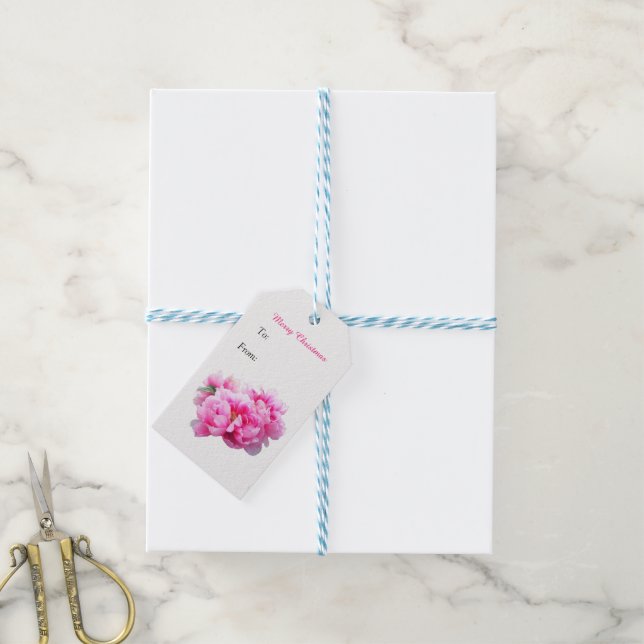 Pink Peonies Weihnachtsgeschenke Tags Geschenkanhänger (Mit Garn)