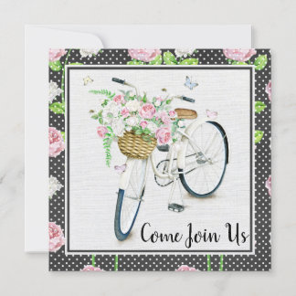 Pink Peonies & White Bicycle Geburtstagsparty Einladung