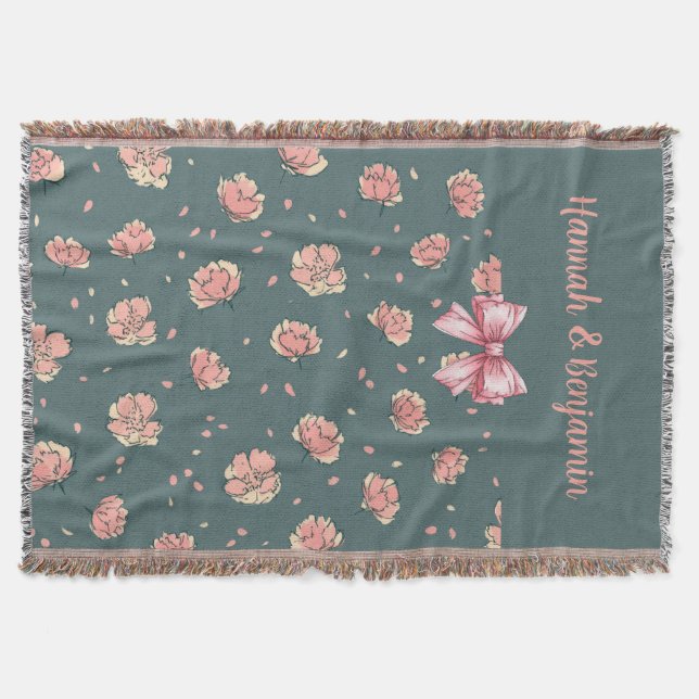 Pink Peony and Bow Pattern Decke (Vorderseite)