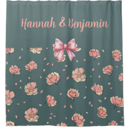 Pink Peony and Bow Pattern Duschvorhang