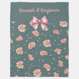 Pink Peony and Bow Pattern Fleecedecke