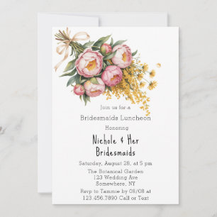 Pink Peony and Yellow Floral Bridesmaids Luncheon Einladung