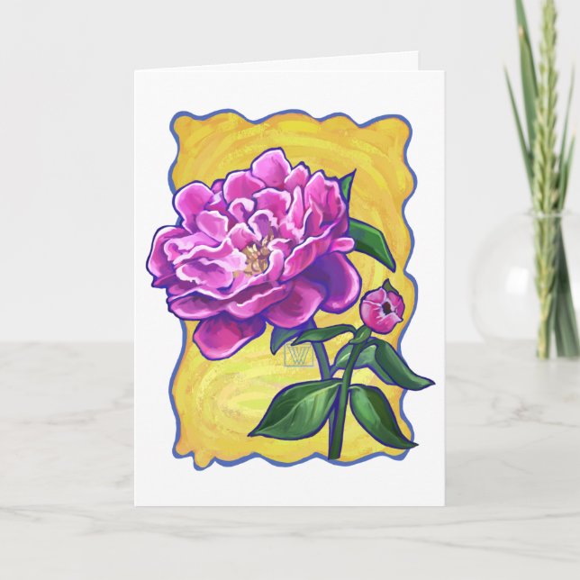 Pink Peony Art Happy Mother' Day Karte (Vorderseite)