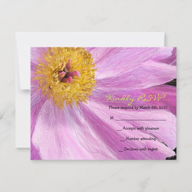 PINK PEONY Bat Mitzvah Einladung UAWG Antwort Kart (Vorderseite)