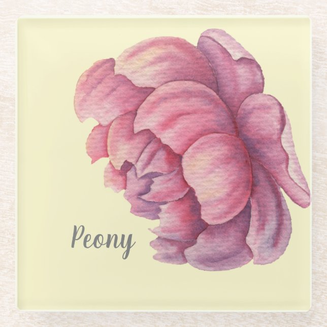 Pink Peony Big Bloom Glasuntersetzer (Vorderseite)