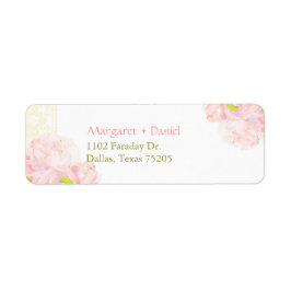 Pink Peony Blooms Wedding Rücksendeadresse