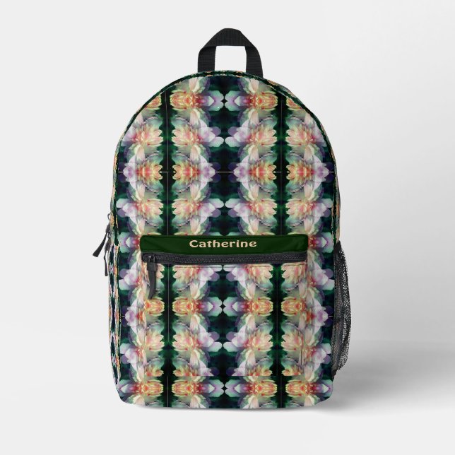 Pink Peony Blume Abstrakt Personalisiert Bedruckter Rucksack (Vorderseite)