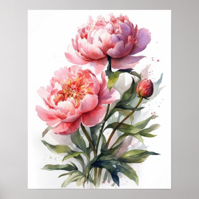 Pink Peony Blume Art Print Poster (Vorne)