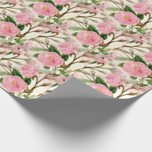Pink Peony Blume, Blätter & Buds Muster Geschenkpapier