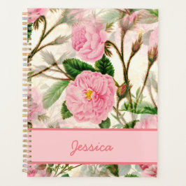Pink Peony Blume, Blätter & Buds Muster Planer