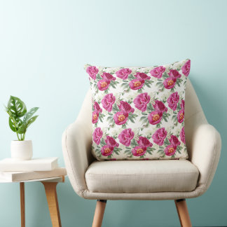 Pink Peony Blume Bouquet Throw Kissen