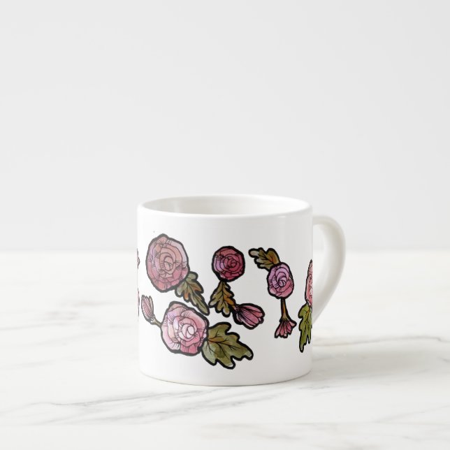 Pink Peony Blume Espressotasse (Vorderseite Rechts)