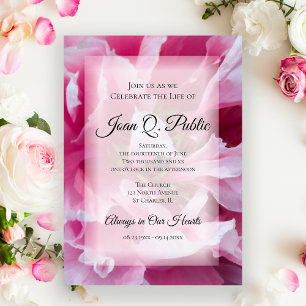 Pink Peony Blume Feier zum Gedenken an das Leben Einladung