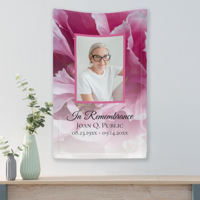 Pink Peony Blume Feier zum Leben Beerdigung Banner (Von Creator hochgeladen)