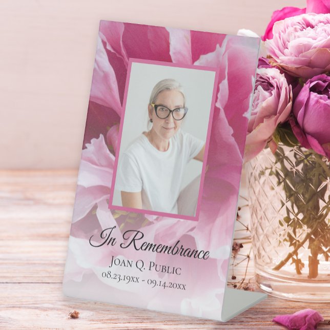 Pink Peony Blume Feier zum Leben Beerdigung Sockelschild (Von Creator hochgeladen)
