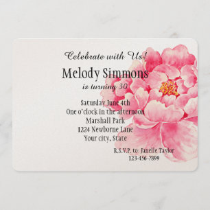 Pink Peony Blume Geburtstag Einladung