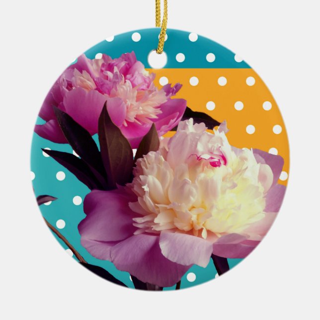 Pink Peony Blume Modernes Foto Ornament (Vorne)