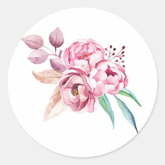 Pink PEONY Blume Runder Aufkleber (Vorderseite)