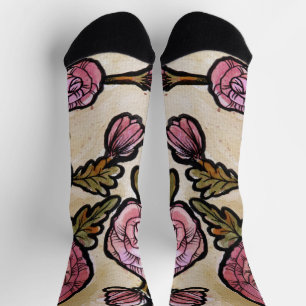 Pink Peony Blume Socken