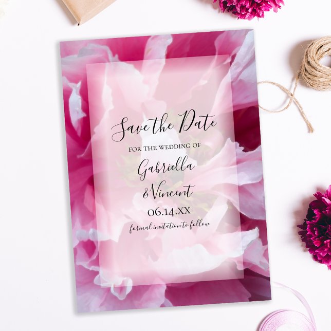 Pink Peony Blume Wedding Save the Date Einladung (Von Creator hochgeladen)
