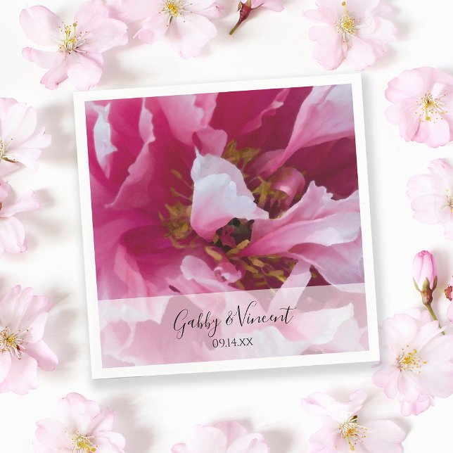 Pink Peony Blume Wedding Serviette (Von Creator hochgeladen)