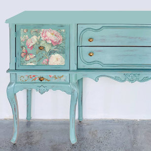 Pink Peony Blumen Butterfly Aquamarin Decoupage Bo Seidenpapier