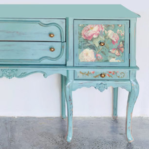 Pink Peony Blumen Butterfly Aquamarin Decoupage Bo Seidenpapier