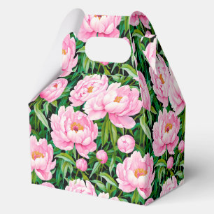 Pink Peony Blüten auf einem grünen Hintergrund Geschenkschachtel