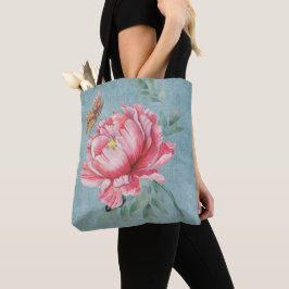 Pink Peony & Butterfly Toag Tasche