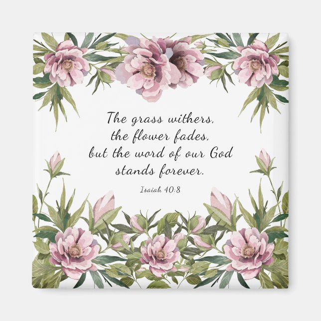 Pink Peony Christlich Bible Vers Inspiration Magnet (Vorne)