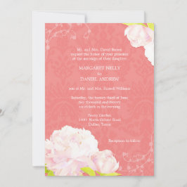 Pink Peony Coral Shades Wedding Einladung