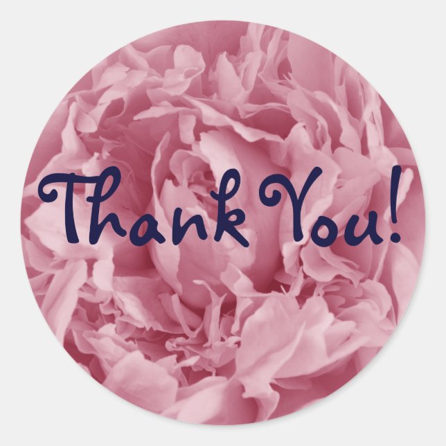 Pink Peony, danke! Runder Aufkleber (Vorderseite)