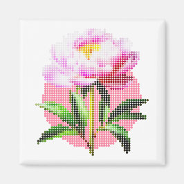 Pink Peony Dot Mosaic Flower Magnet