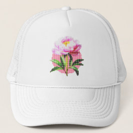 Pink Peony Dot Mosaic Flower Truckerkappe