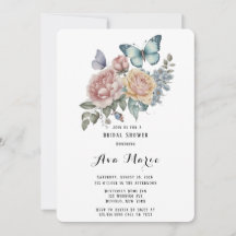 Pink Peony Dusty Blue Butterfly Brautparty