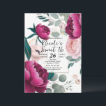 Pink Peony Eucalyptus Garden Floral Glam Sweet 16 Einladung<br><div class="desc">Customize for any event</div>