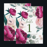 Pink Peony Eucalyptus Garden Floral Glam Wedding  Einladung<br><div class="desc">Table Numbers. look for matching items in my store.</div>