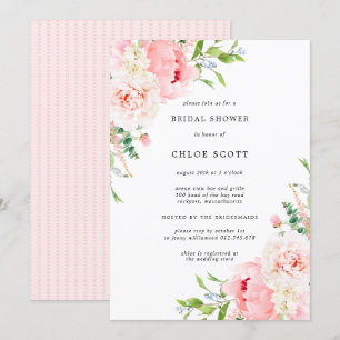 Pink Peony Floral Botanisches Brautparty Invitati Einladung