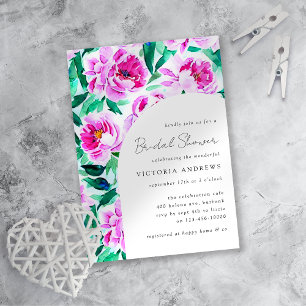 Pink Peony Floral Brautparty Einladung