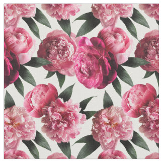 Pink Peony Floral Fabric Stoff