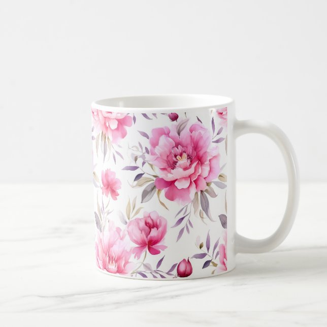Pink Peony Floral Kaffeetasse (Rechts)